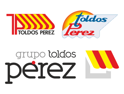 Evolución de logotipos del Grupo Toldos Pérez